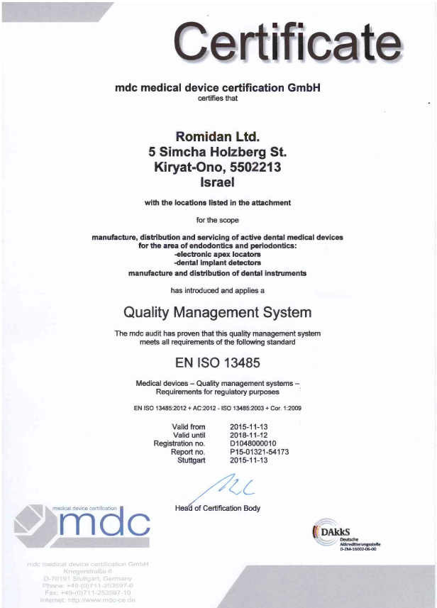 160203 1 Romidans ISO 13485 MDC CoverArt